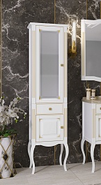 Opadiris Шкаф-пенал для ванной Лаура 45 L белый с бежевой патиной – фотография-5